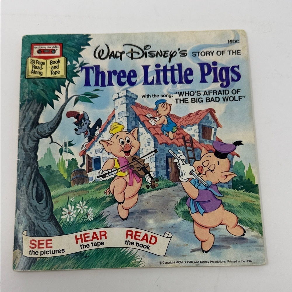 Vintage Walt Disney “The Three Little Pigs”Storybook (BOOK ONLY -NO TAPE)